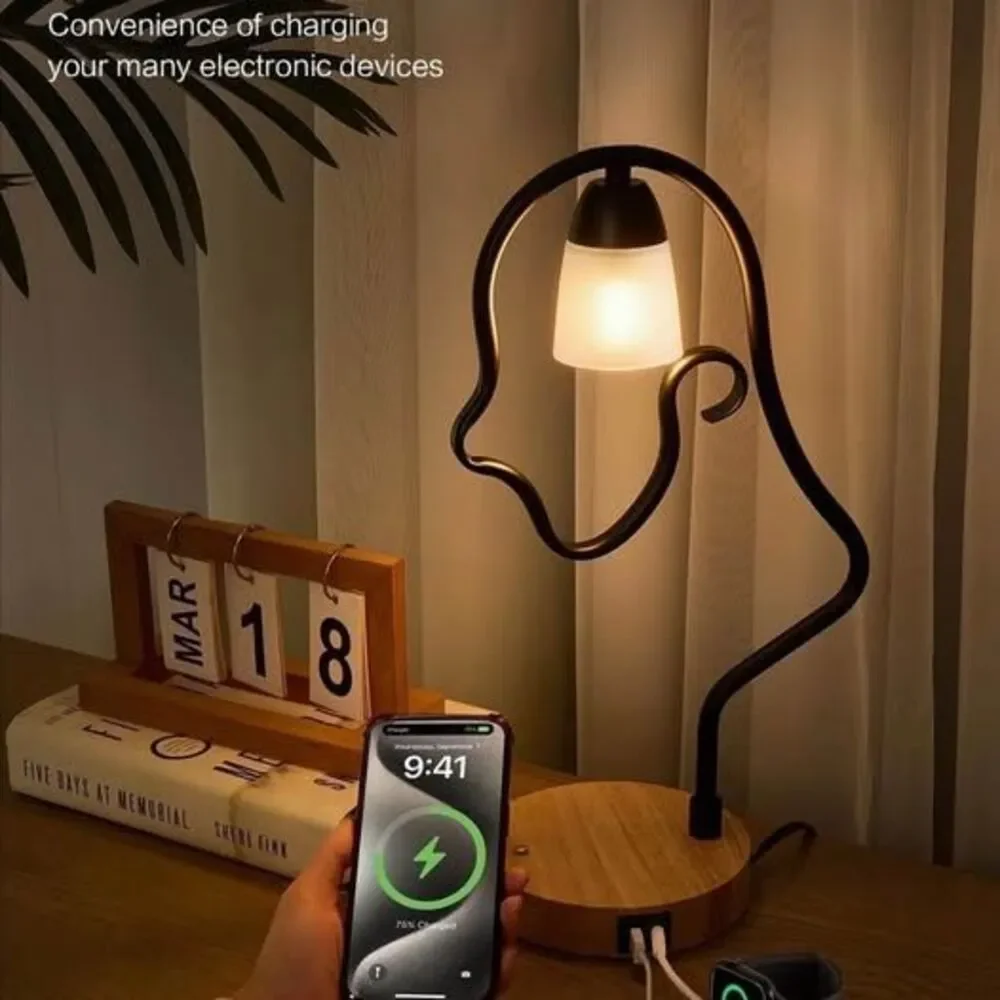 Elenhome Industrial LED Desk Lamp with USB C+A Ports Touch Dimmable Retro Design